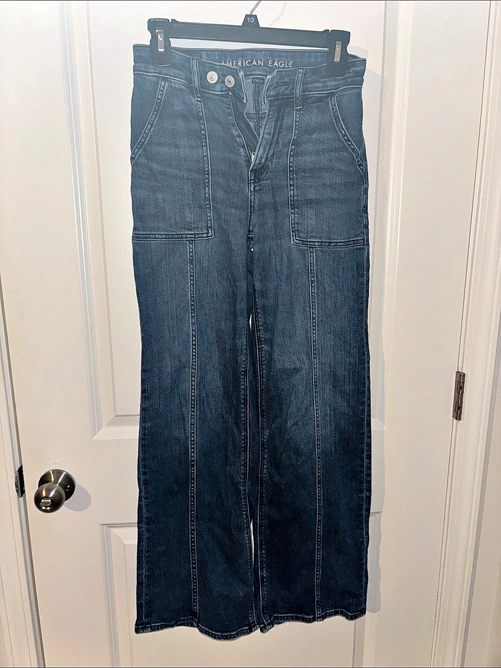 American Eagle Stretch High-Waisted Wide Leg Crop Jean Jeans Waist Size 00
